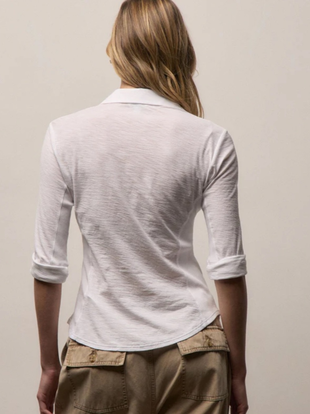 James Perse Sheer Slub Side Panel White Shirt - Picture 2 of 6